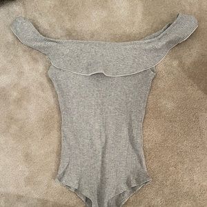 Gray off the shoulder bodysuit